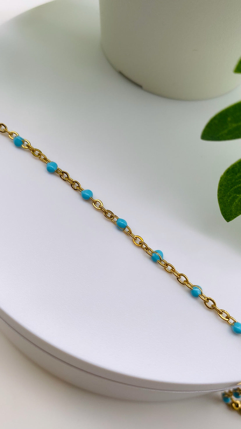 Turquoise Enamel 18K Chain BRACELET