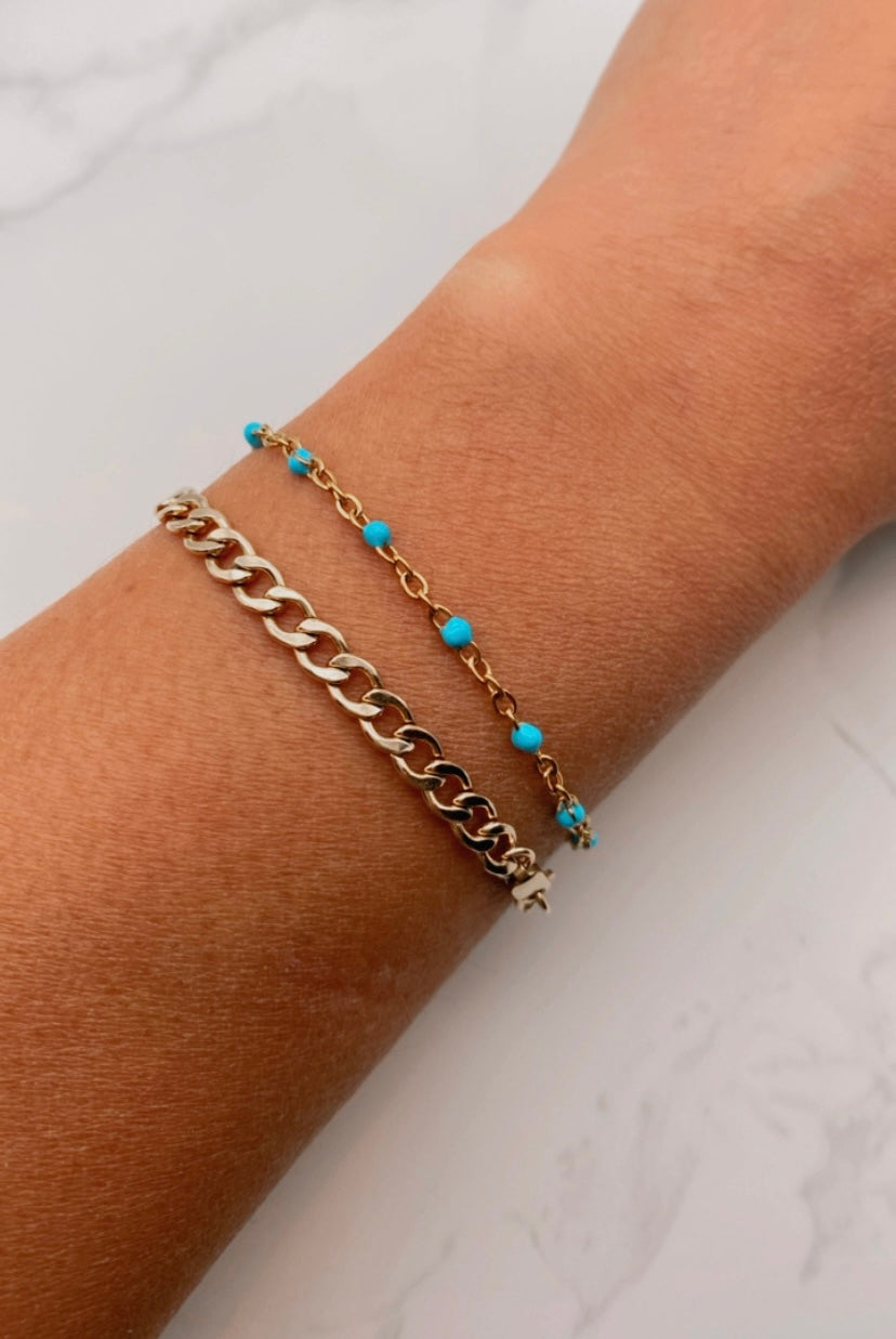 Turquoise Enamel 18K Chain BRACELET