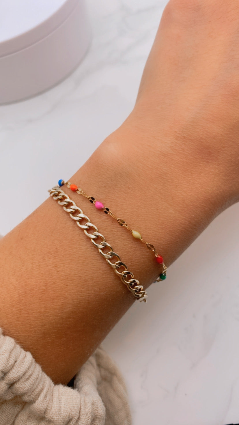 Lip Chain Enamel BRACELET - BLACK/MULTI COLOR