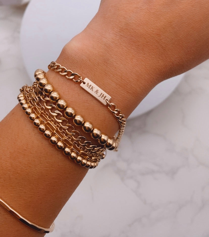 Mini Plate Bracelet - Laser Engraved - Gold Filled