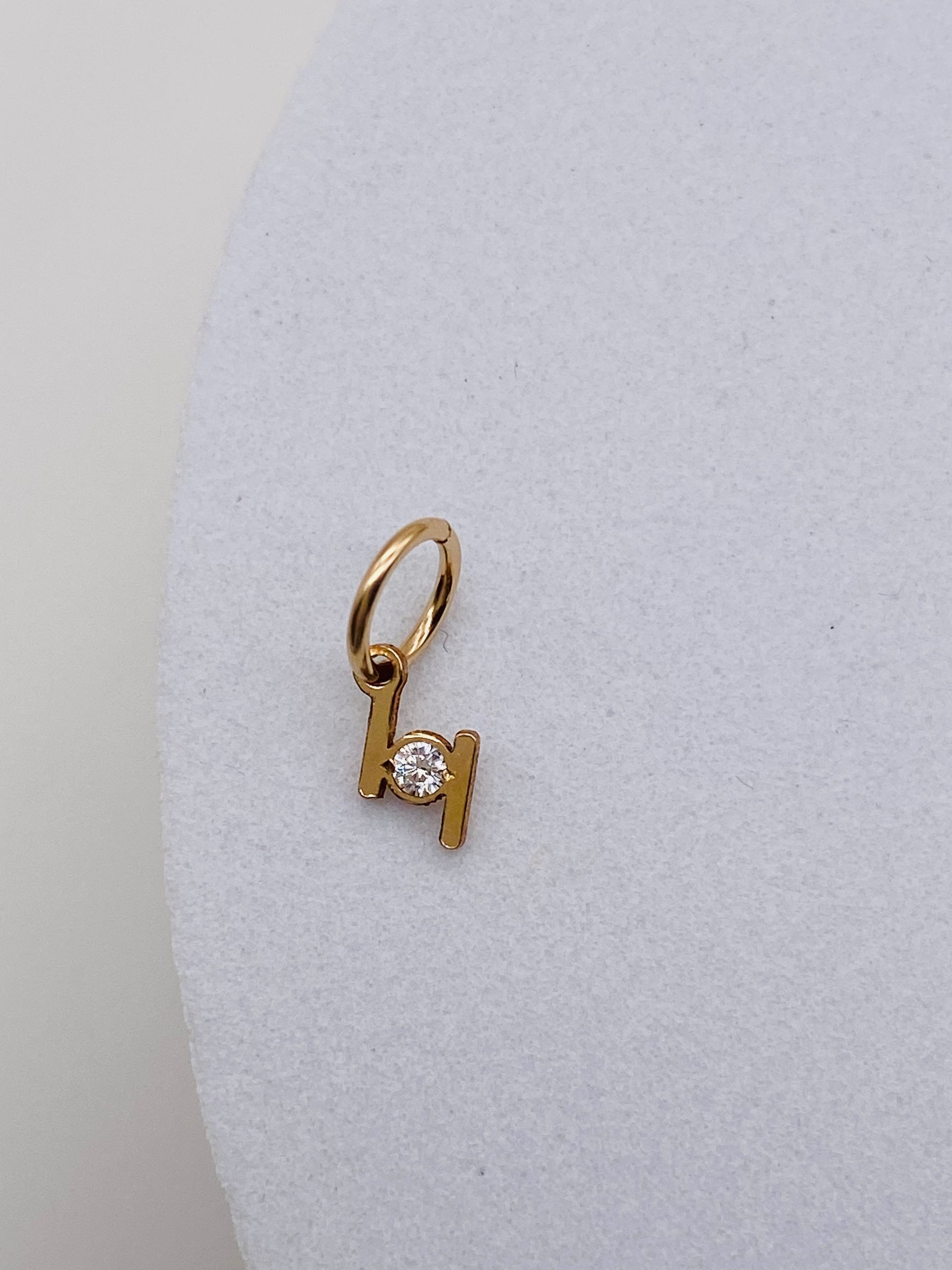 Double Bar Charm with Cubic Zirconia - Gold Filled
