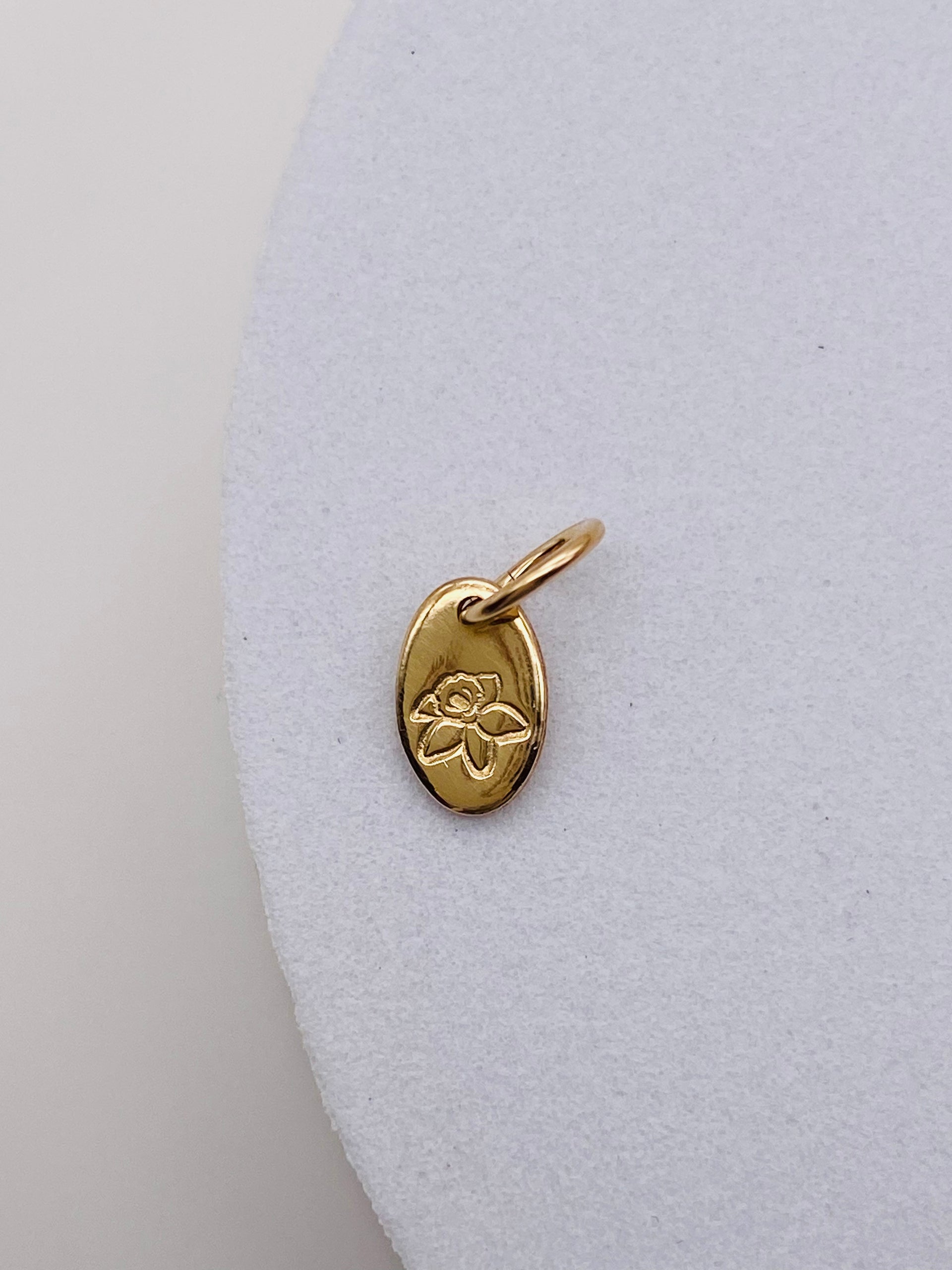 MINI OVAL BIRTH FLOWER CHARM - 40% OFF - FINAL SALE - DISCOUNT APPLIED AT CHECK OUT