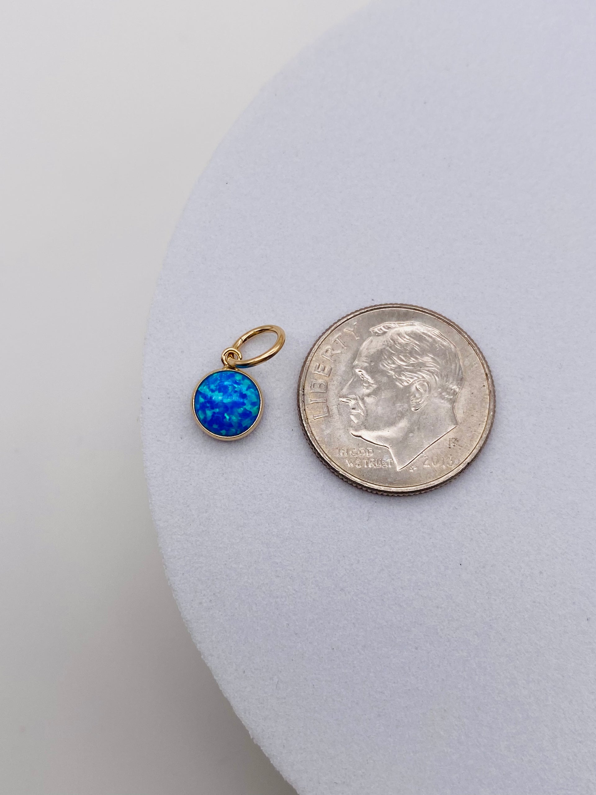 Blue Opal Charm - Gold Filled