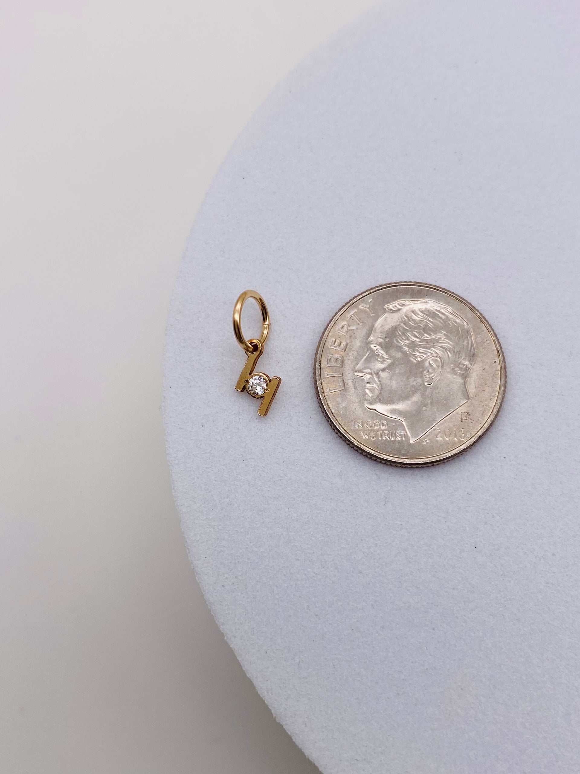 Double Bar Charm with Cubic Zirconia - Gold Filled