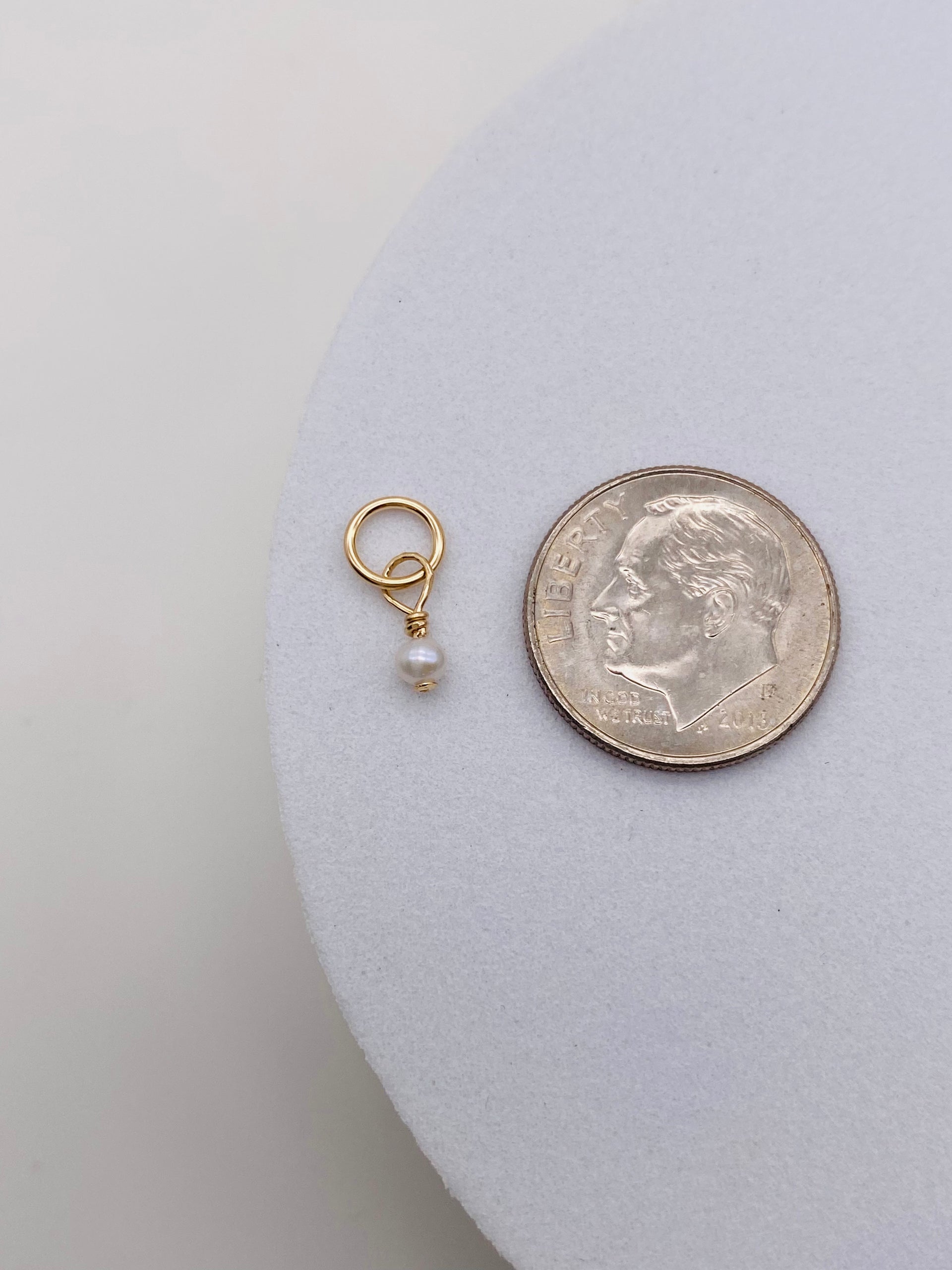 Dainty Fresh Water Pearl Charm - Gold Filled