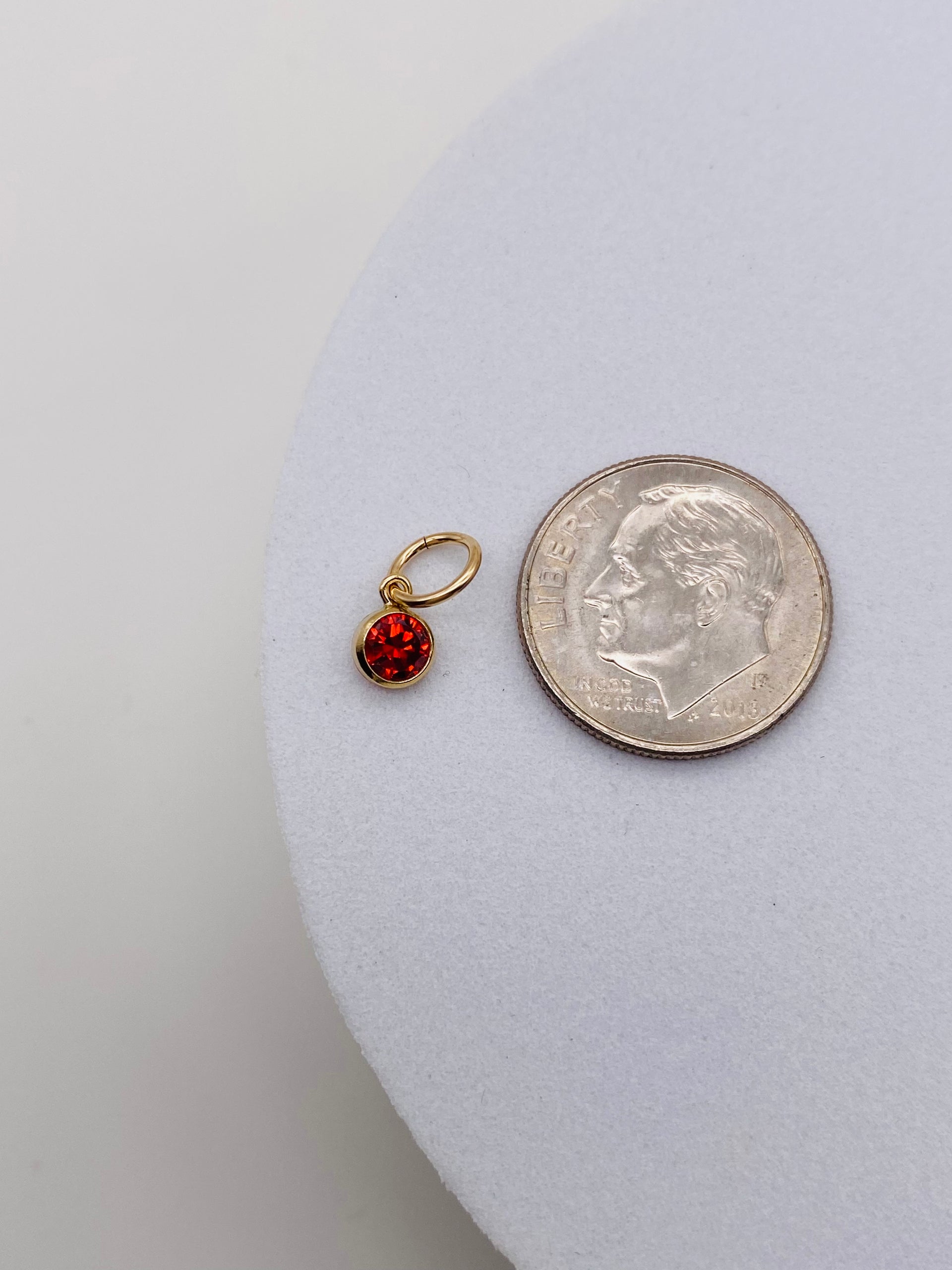 BIRTHSTONE CZ BEZEL CHARM - Gold Filled