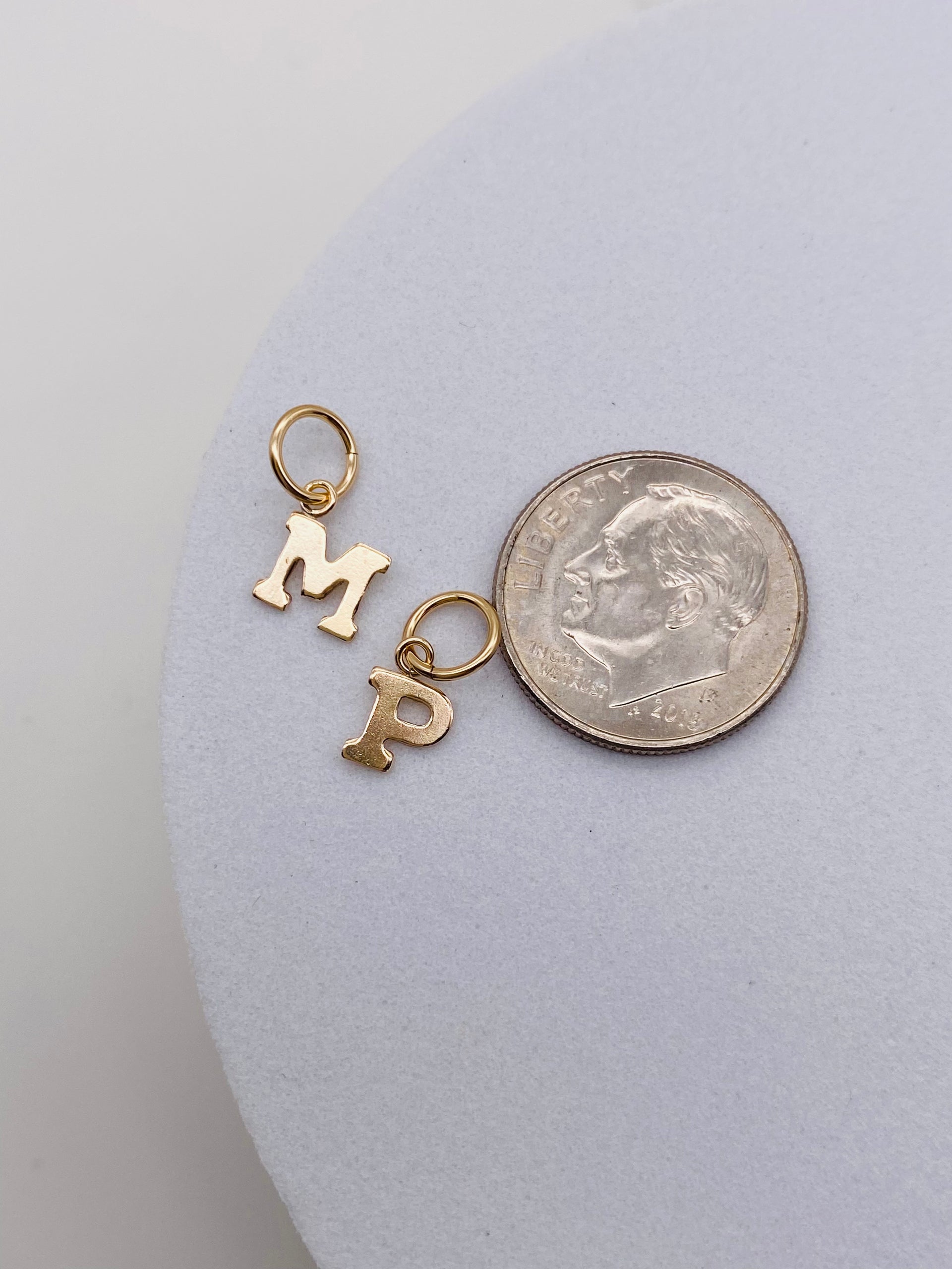 Cut out INITIAL Charm letters A-M - Gold Filled