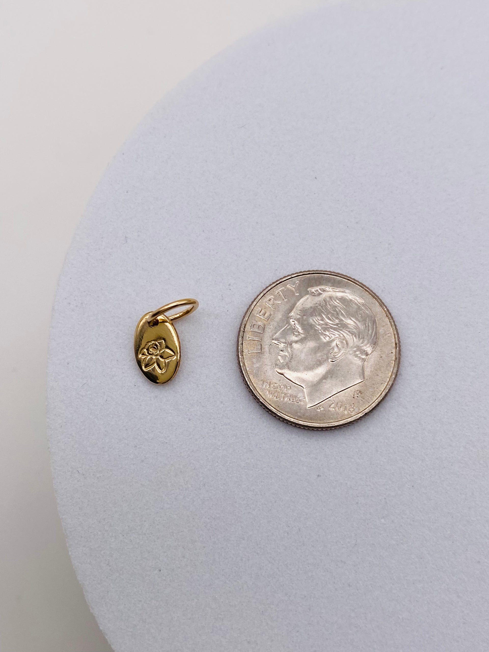 MINI OVAL BIRTH FLOWER CHARM - 40% OFF - FINAL SALE - DISCOUNT APPLIED AT CHECK OUT