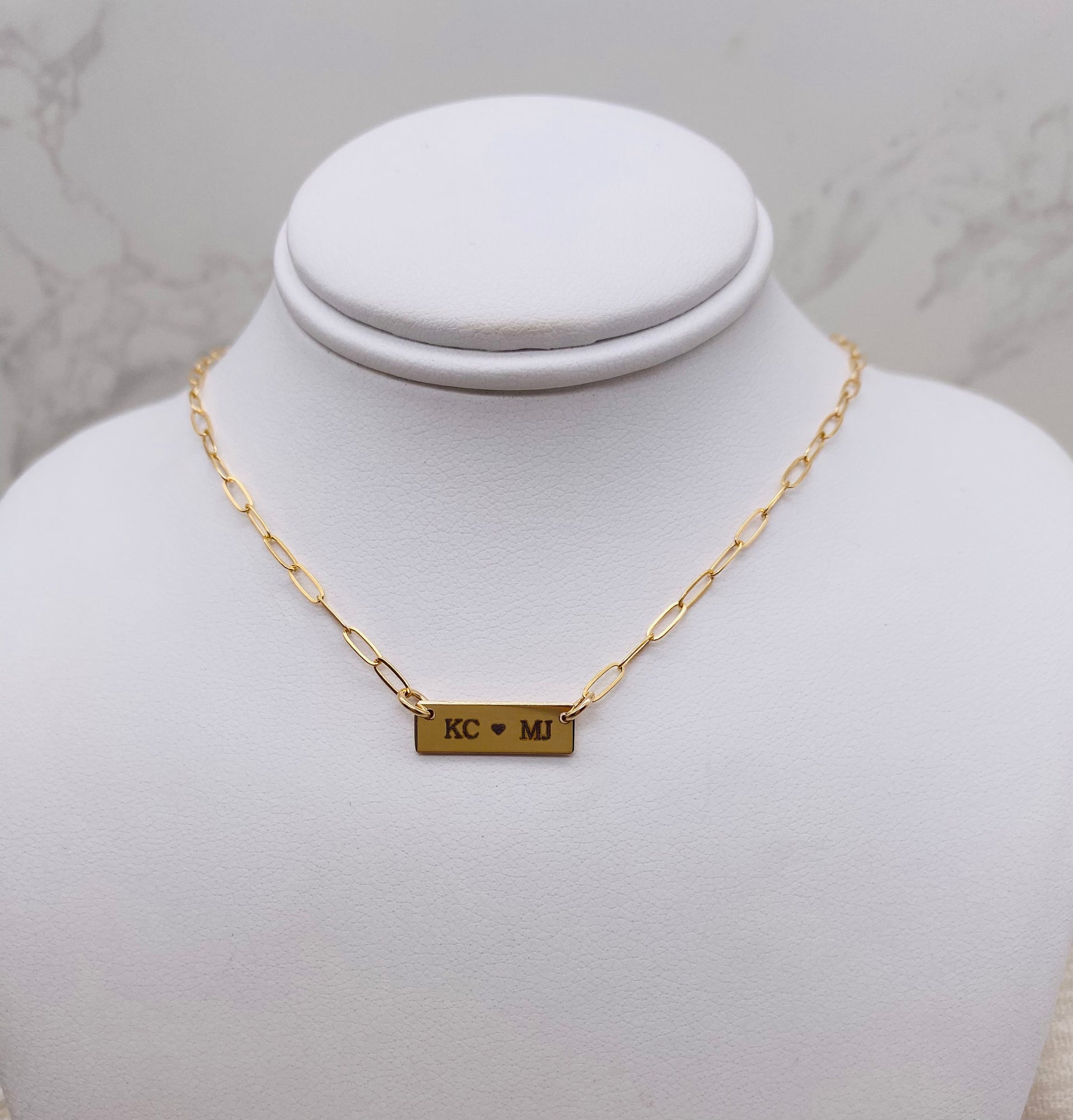 MINI PLATE NECKLACE - LASER ENGRAVED - GOLD FILLED