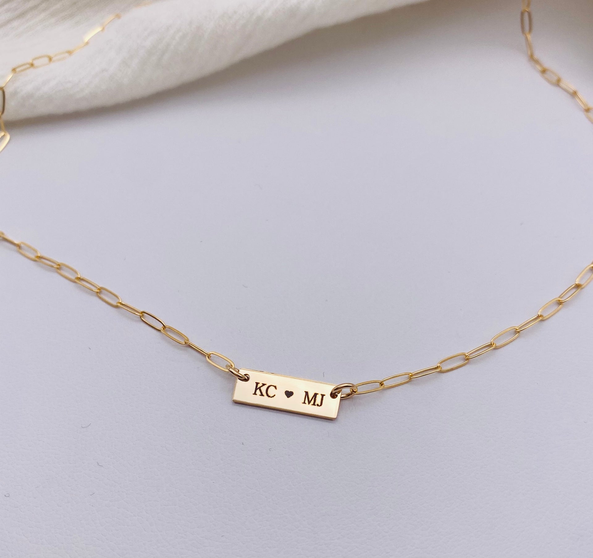 MINI PLATE NECKLACE - LASER ENGRAVED - GOLD FILLED