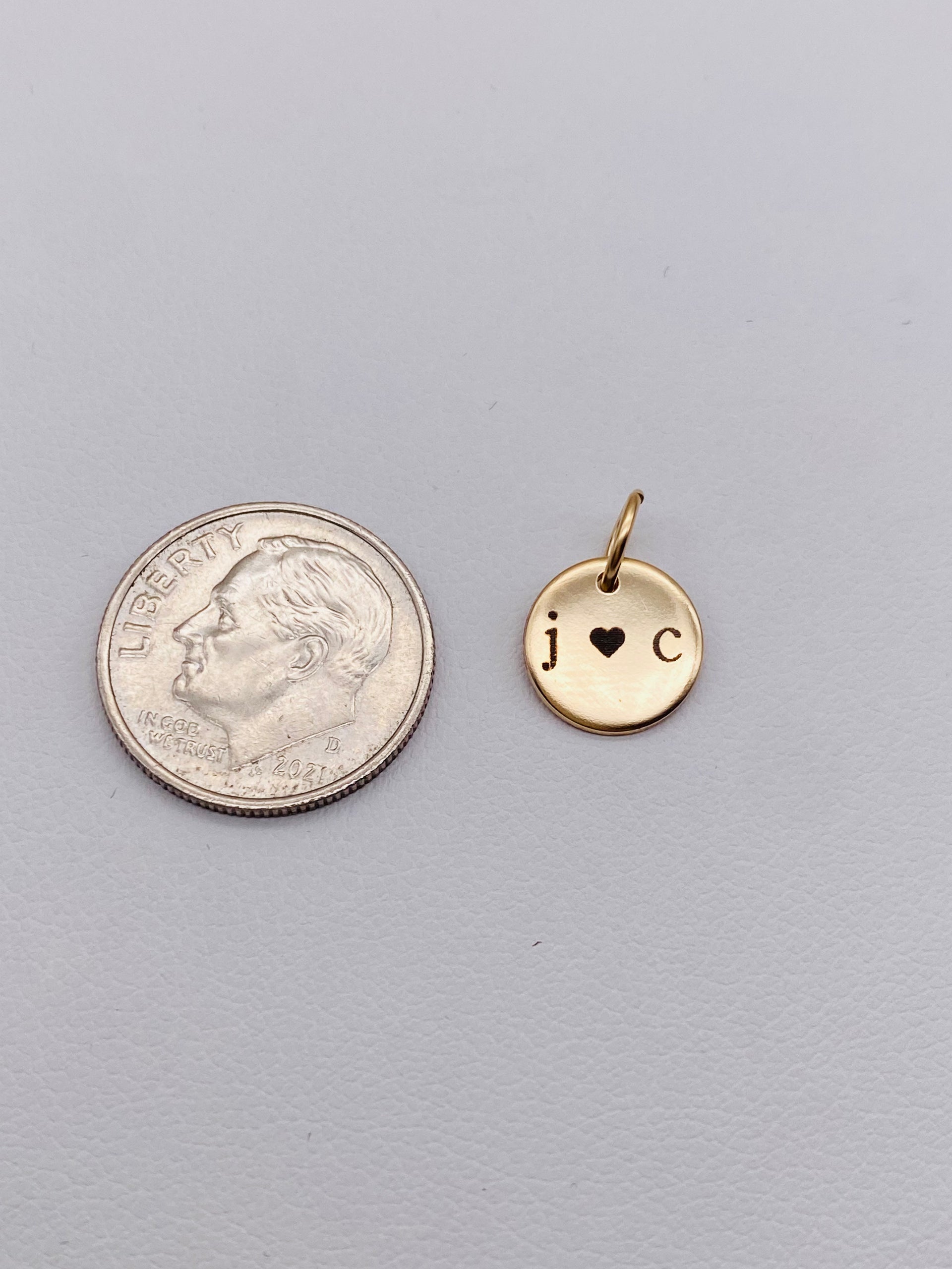 Carve your initials - 9mm CHARM- Gold Filled