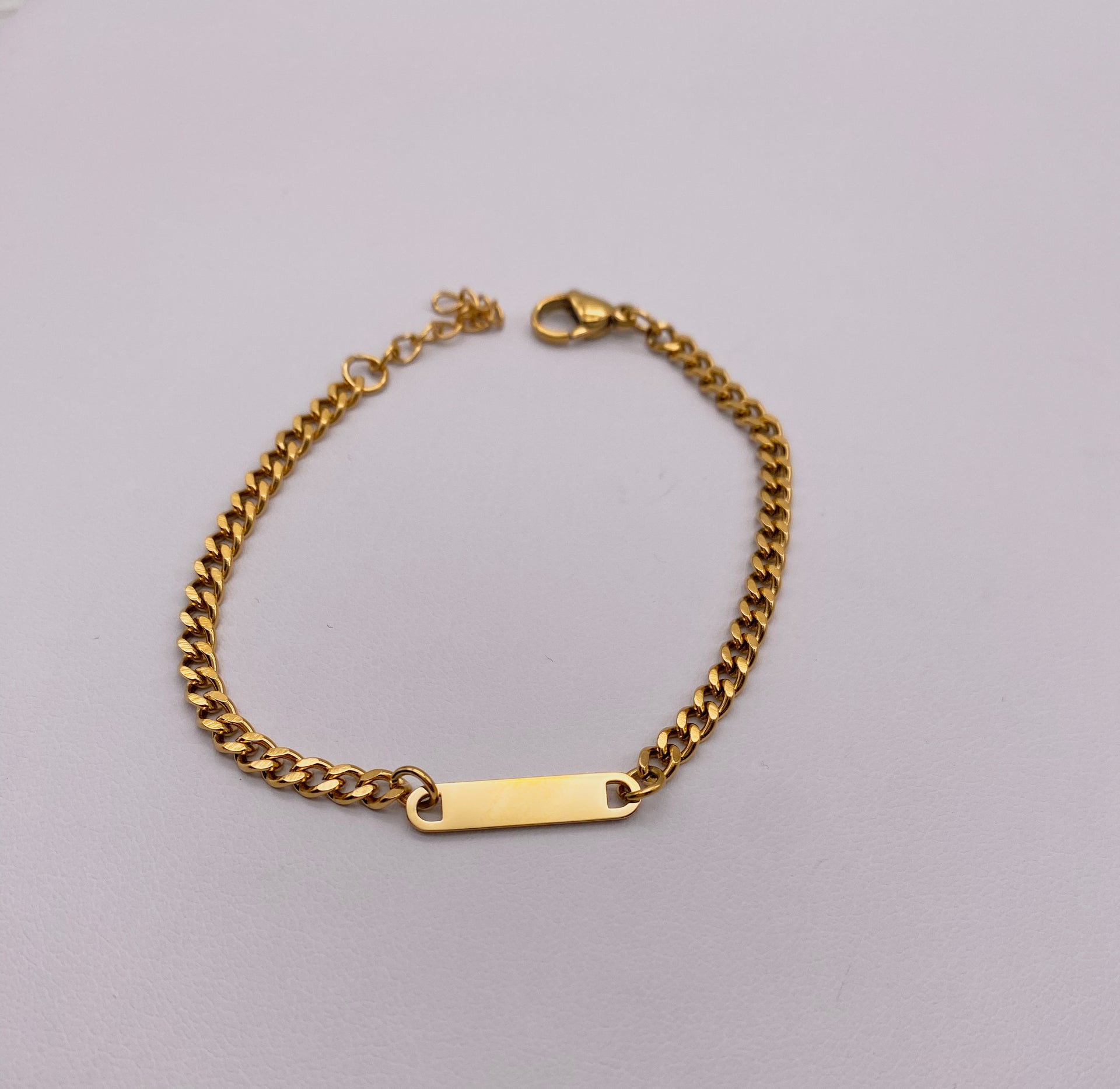 Curb Chain with small plate - LASER ENGRAVED