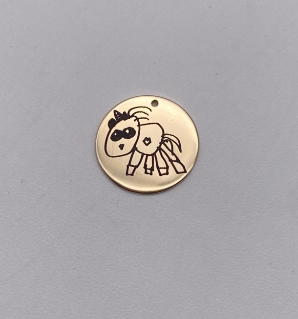 CUSTOM 19MM Circle Charm - NEED TO UPLOAD PHOTO - READ DESCRIPTION TAB - Gold Filled