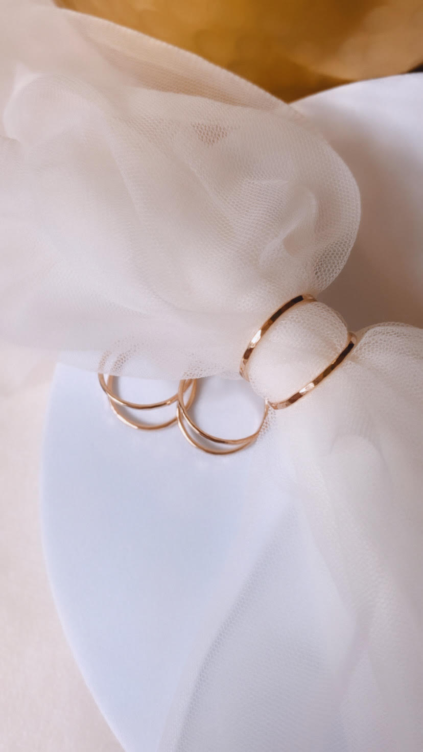 Criss Cross Gold Filled Hammered Ring