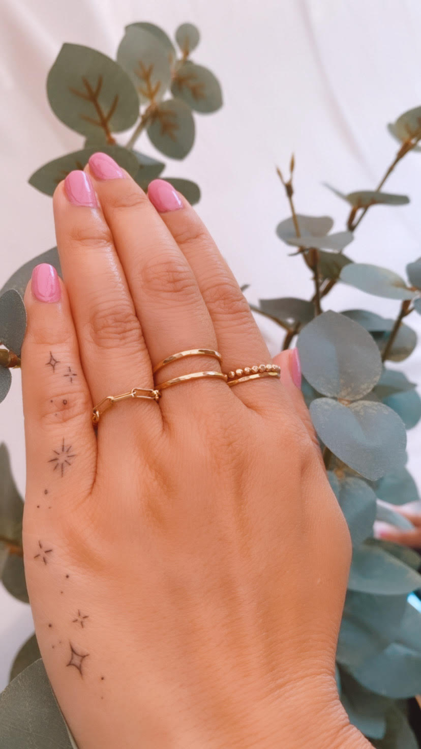 Criss Cross Gold Filled Hammered Ring