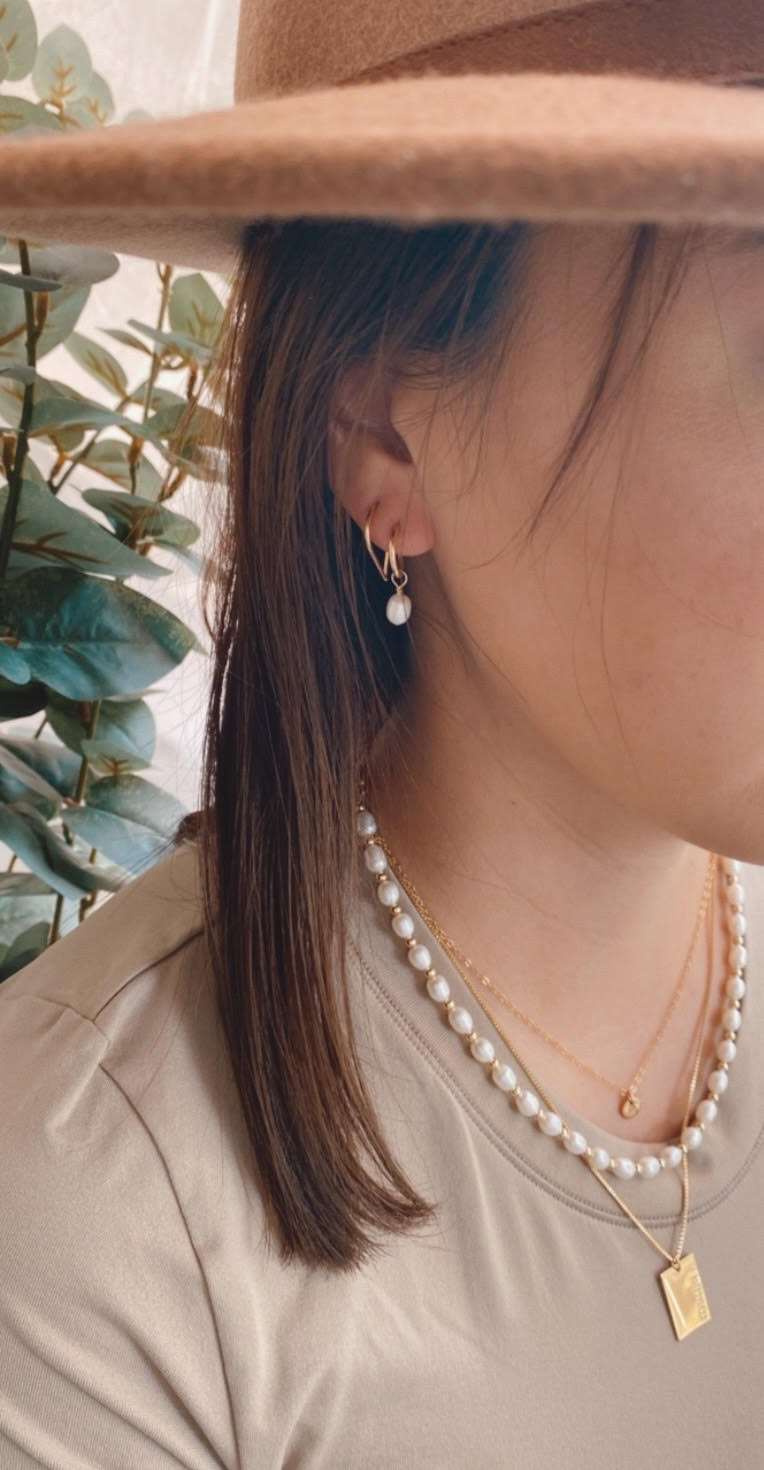 Fresh Water Pearl 6MM Hoop Earrings - 2 sizes