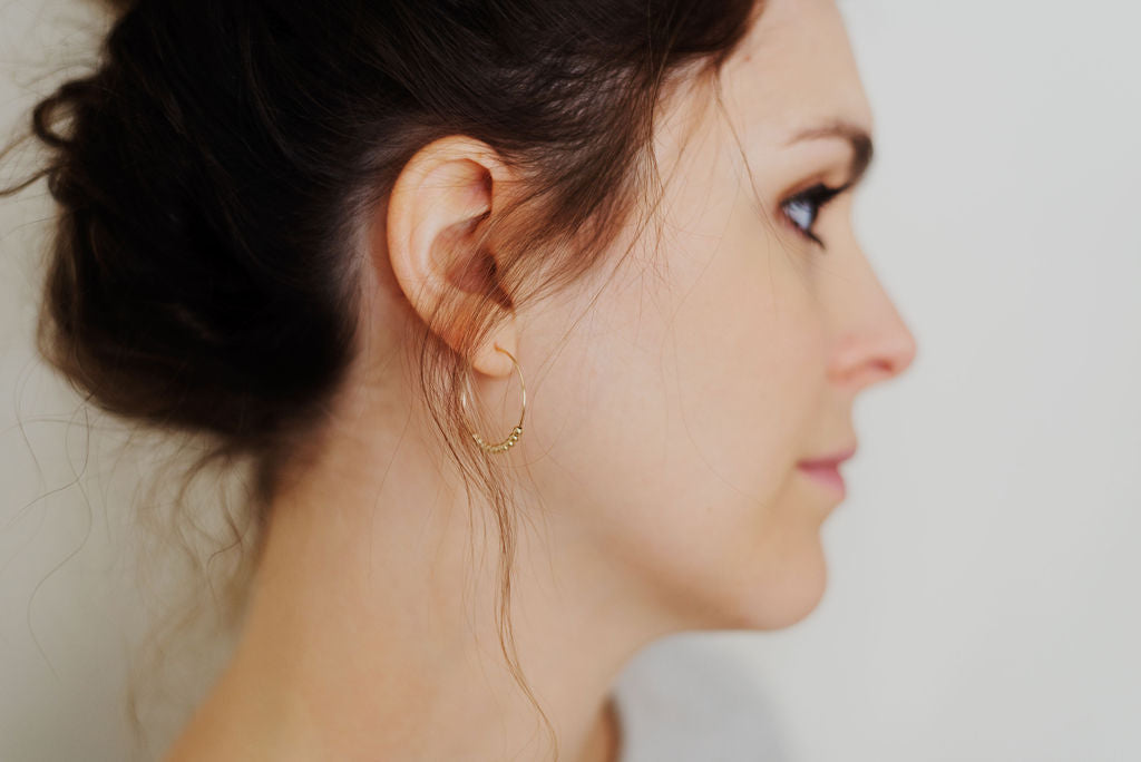 Gold Beaded Hoops - 3 Sizes