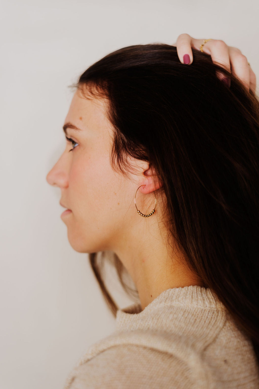 Gold Beaded Hoops - 3 Sizes