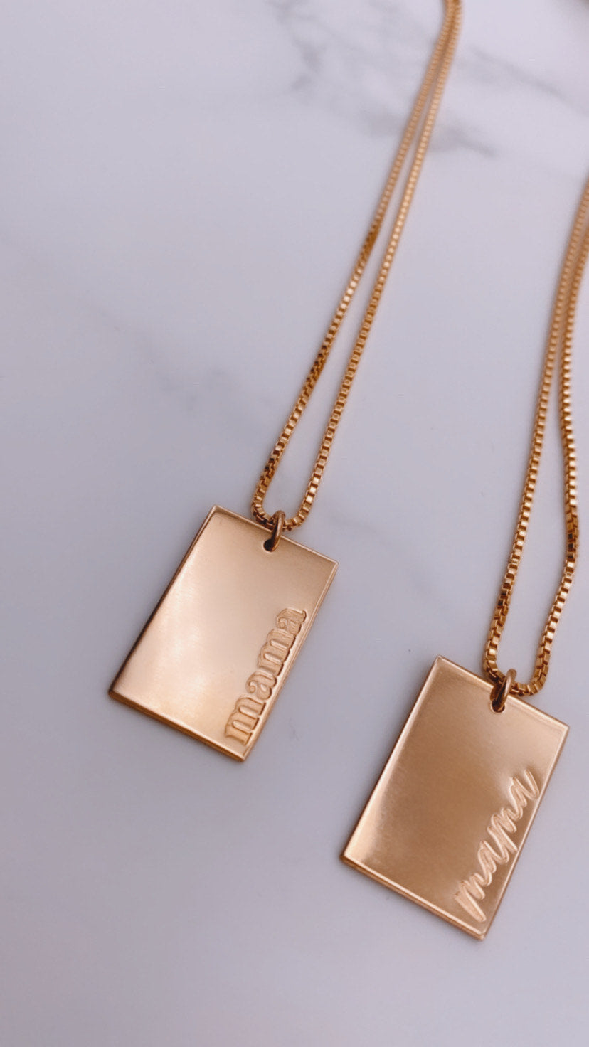 MAMA Rectangle Pendant Necklace