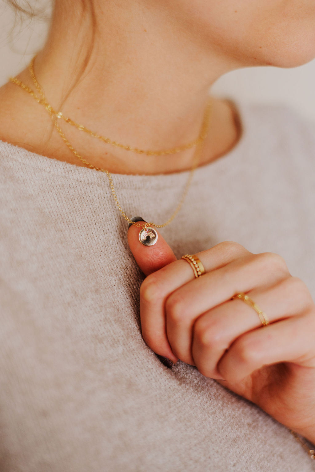 Rainbow Disc Necklace