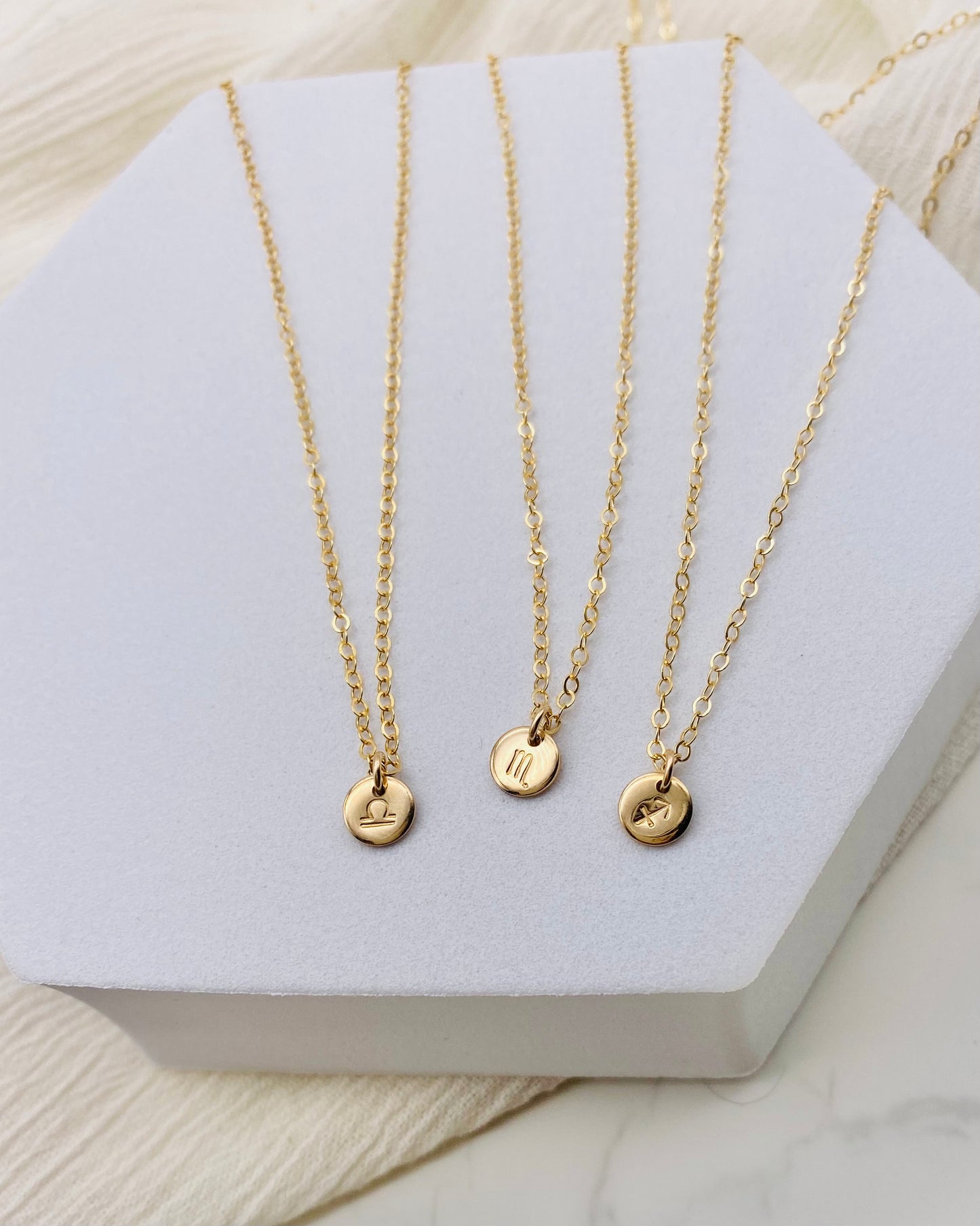 Zodiac Sign Disc Necklace - Hand Stamped - Customize