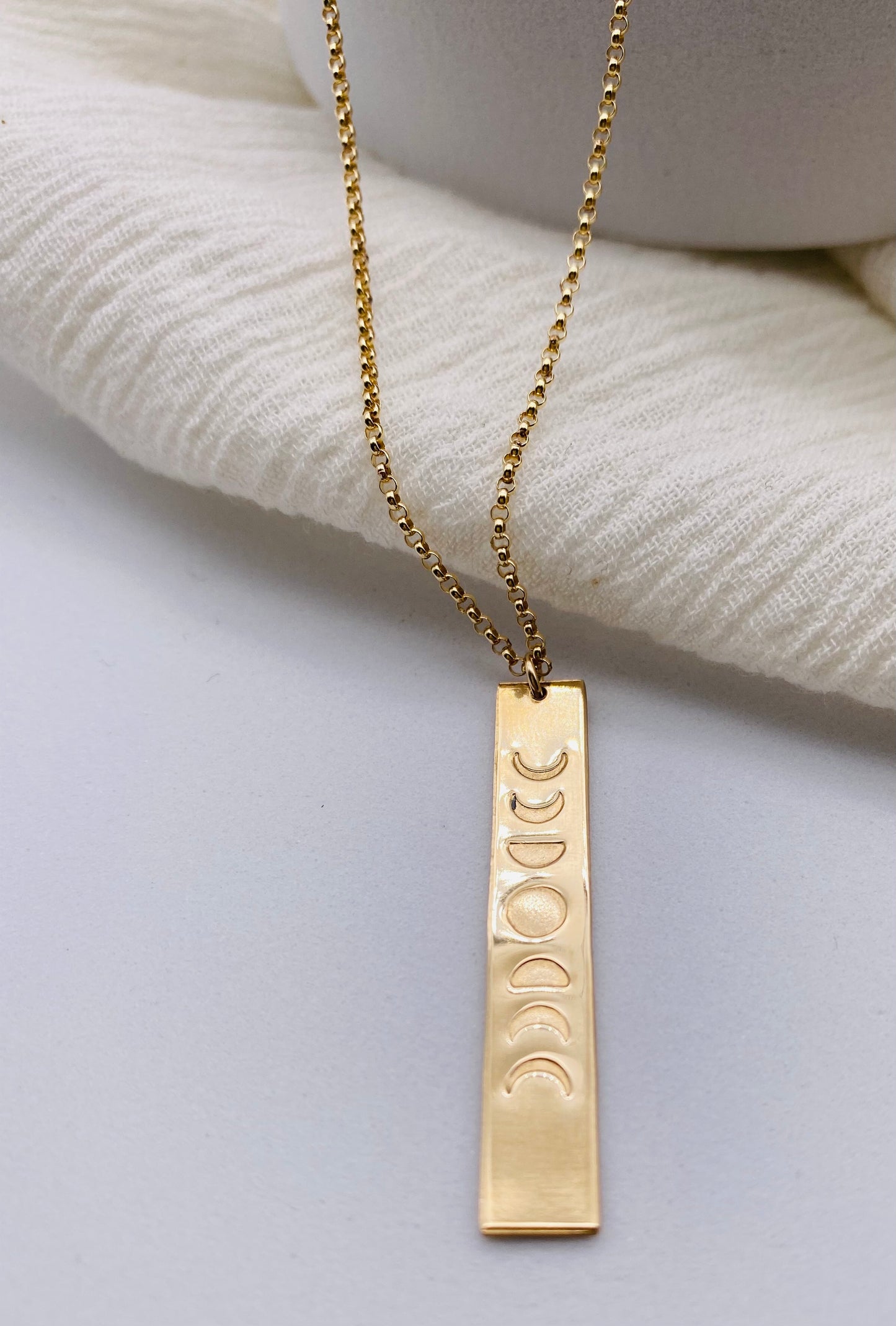 Large Moon Phase Vertical Necklace