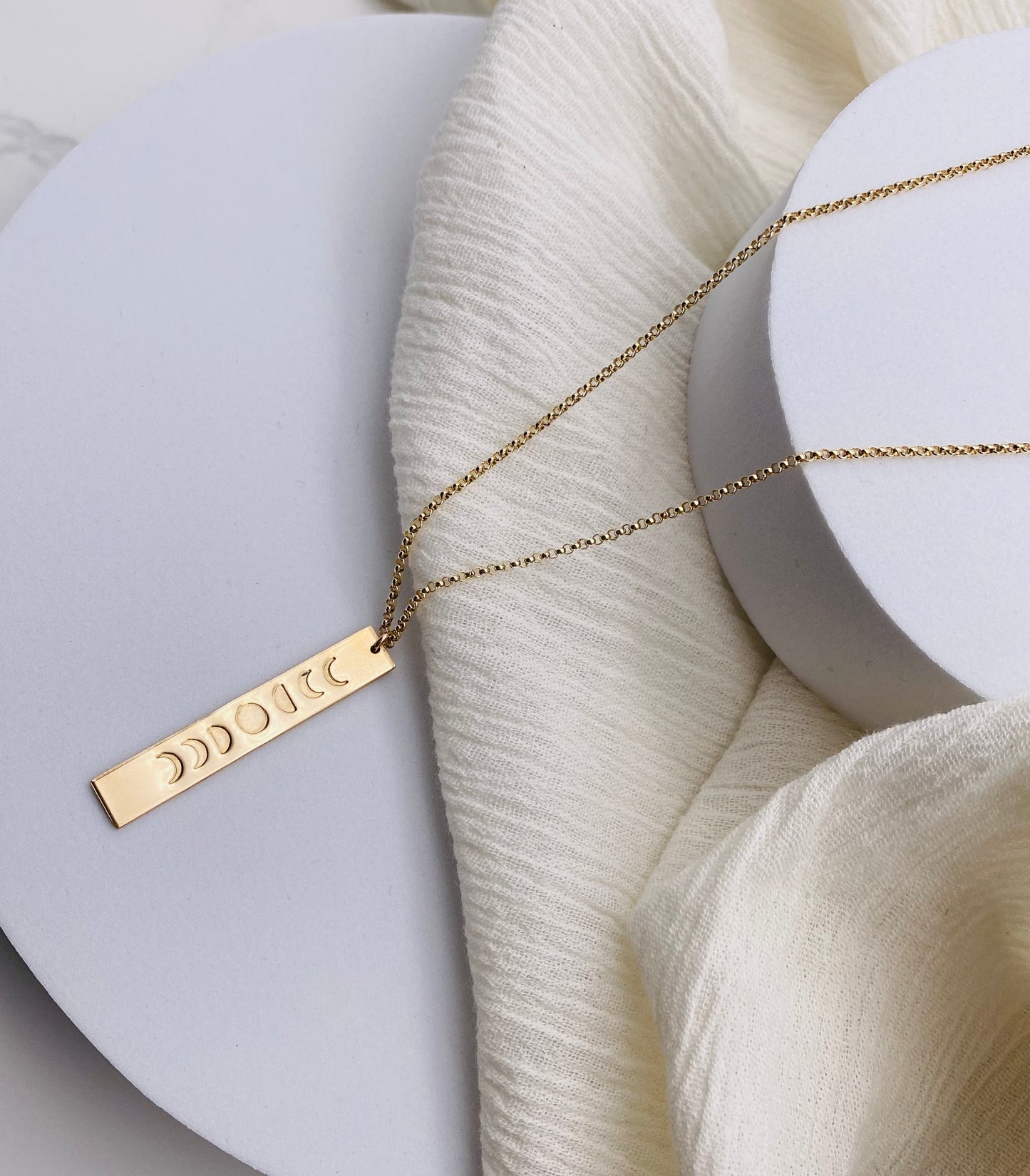Large Moon Phase Vertical Necklace