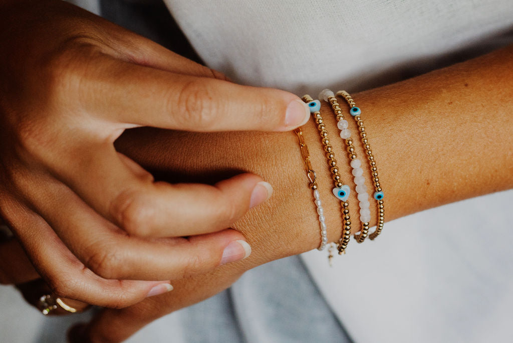 White Moonstone Gold Filled Bracelet
