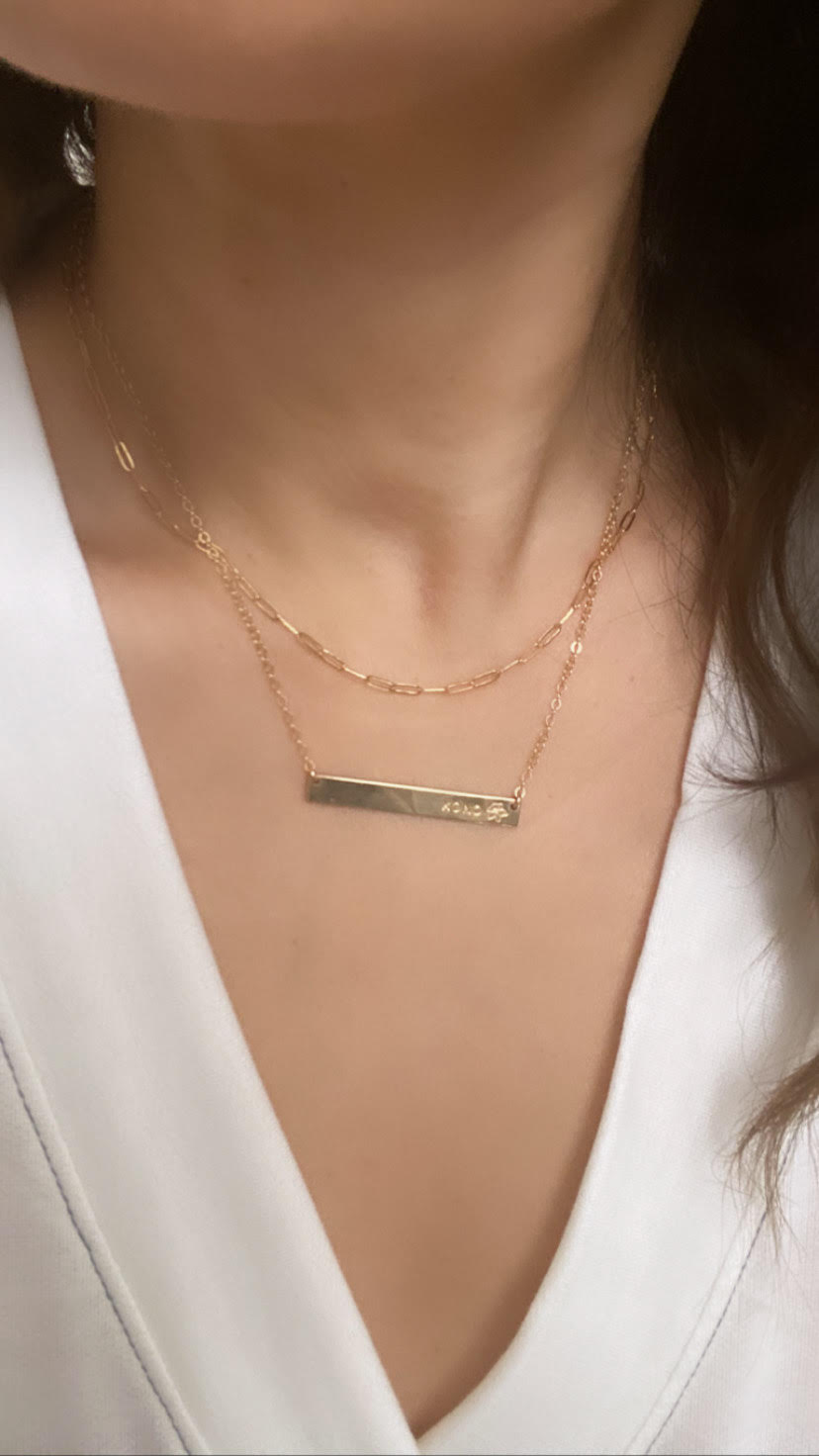 Name Bar Necklace - Hand Stamped - Customize