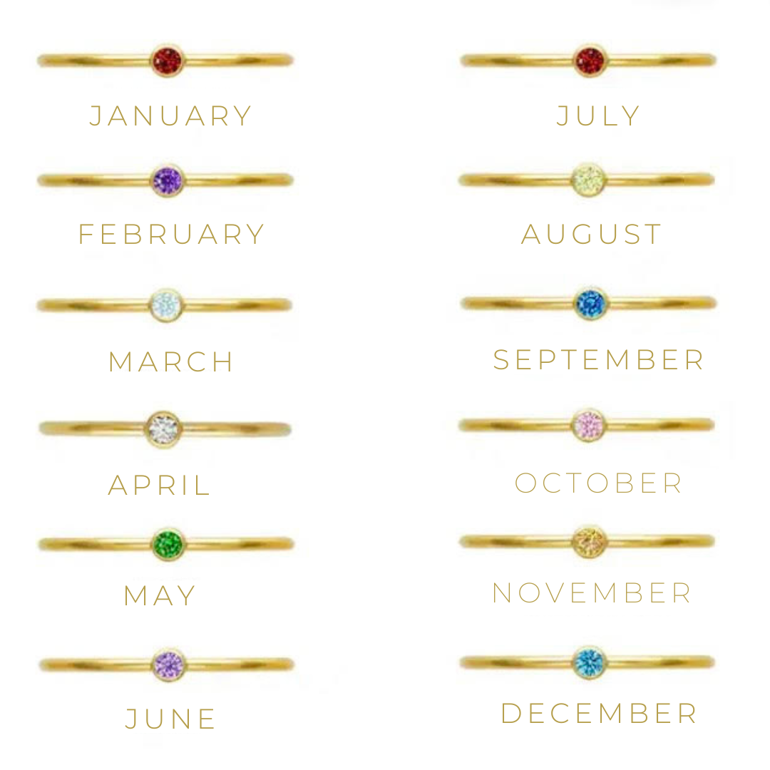 Birthstone Ring - Dainty Stacking Ring