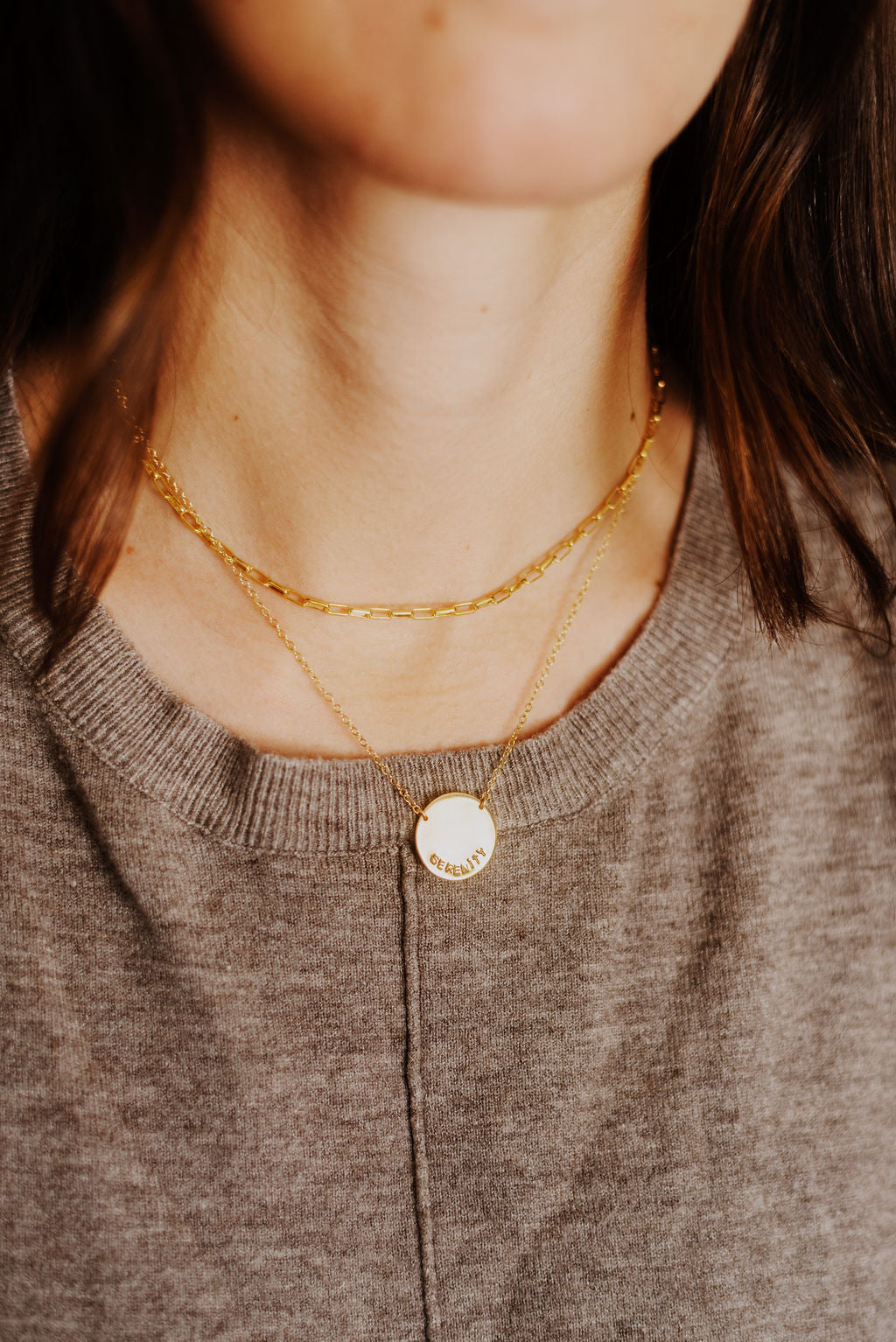 Circle Hand Stamped Necklace - Customize