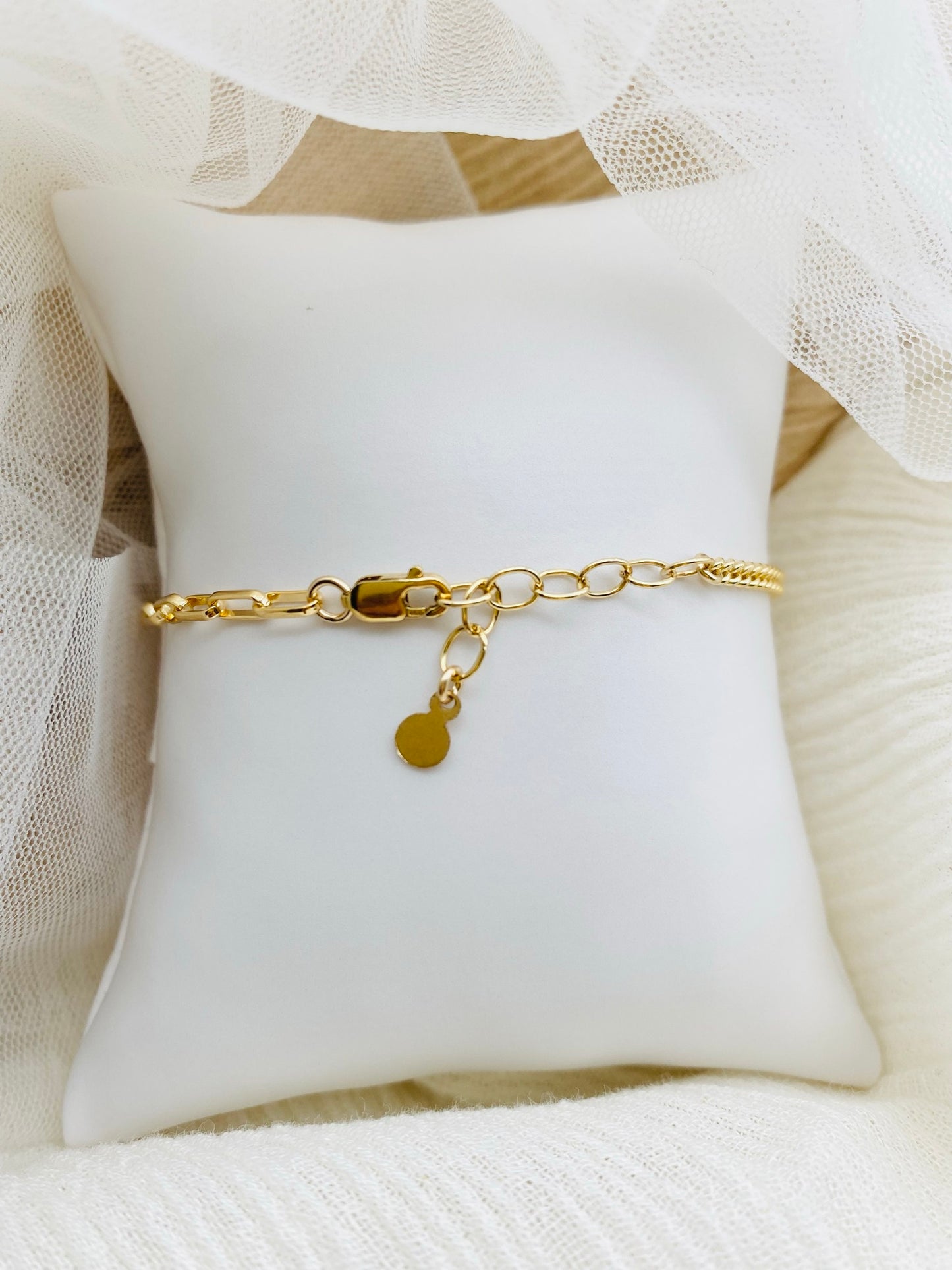 1/2 Curb & 1/2 Oval Paperclip Bracelet