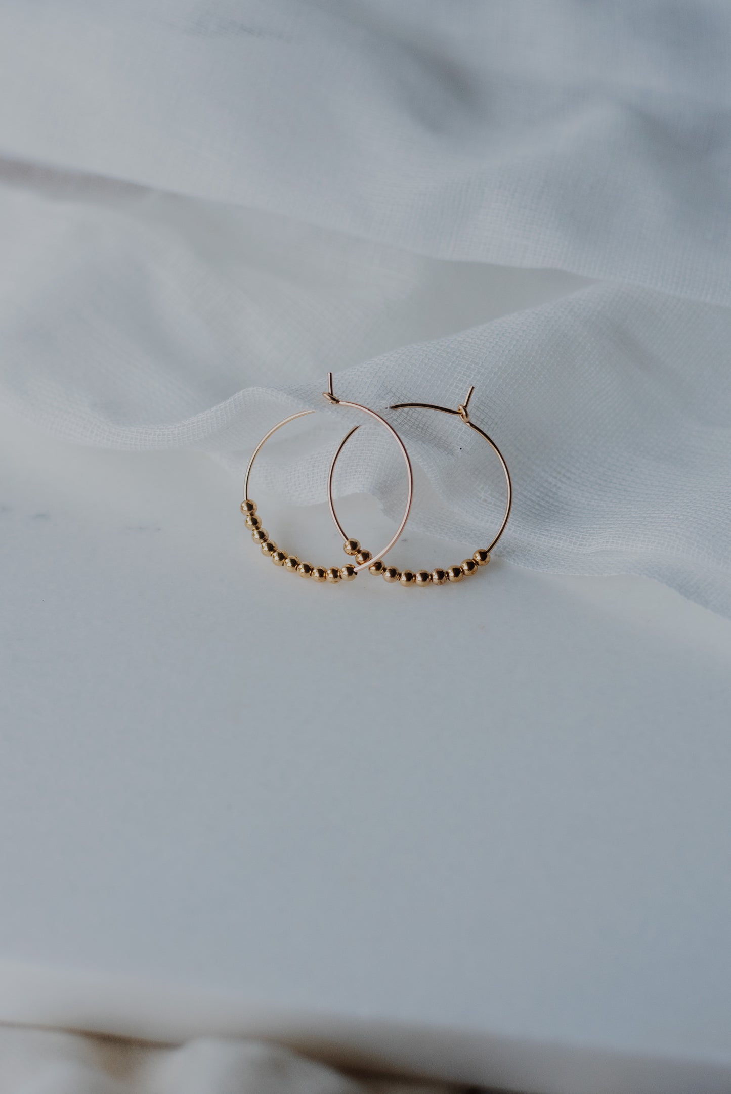 Gold Beaded Hoops - 3 Sizes