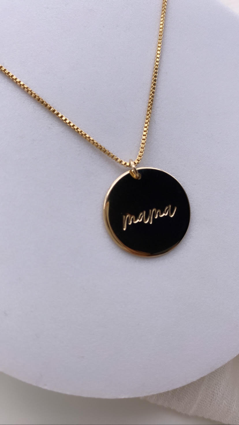 MAMA Necklace - 19MM Circle Pendant - New Mom Gift