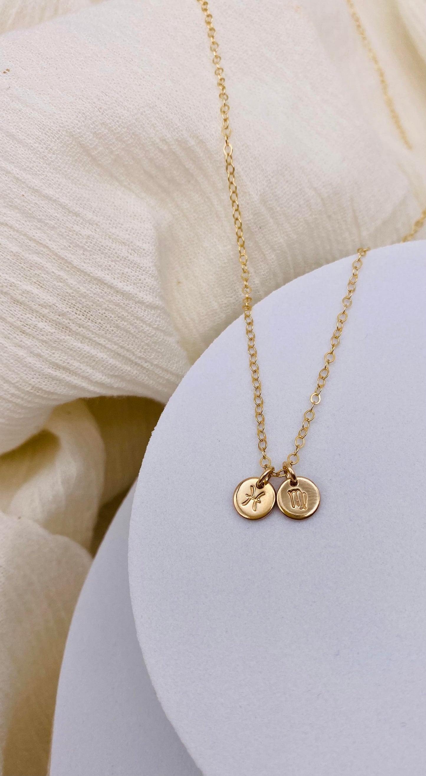 Zodiac Sign Disc Necklace - Hand Stamped - Customize