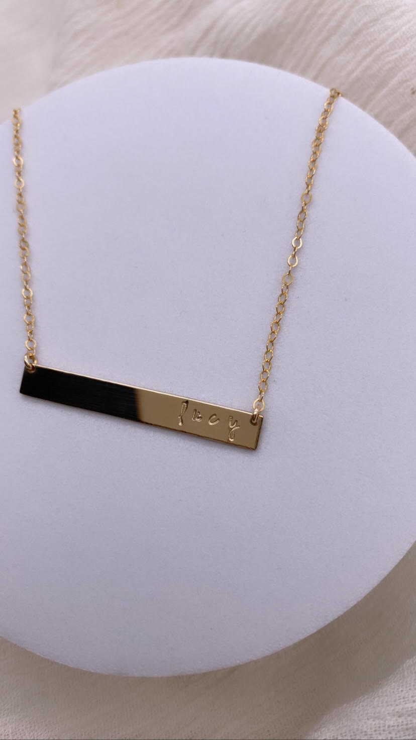 Name Bar Necklace - Hand Stamped - Customize
