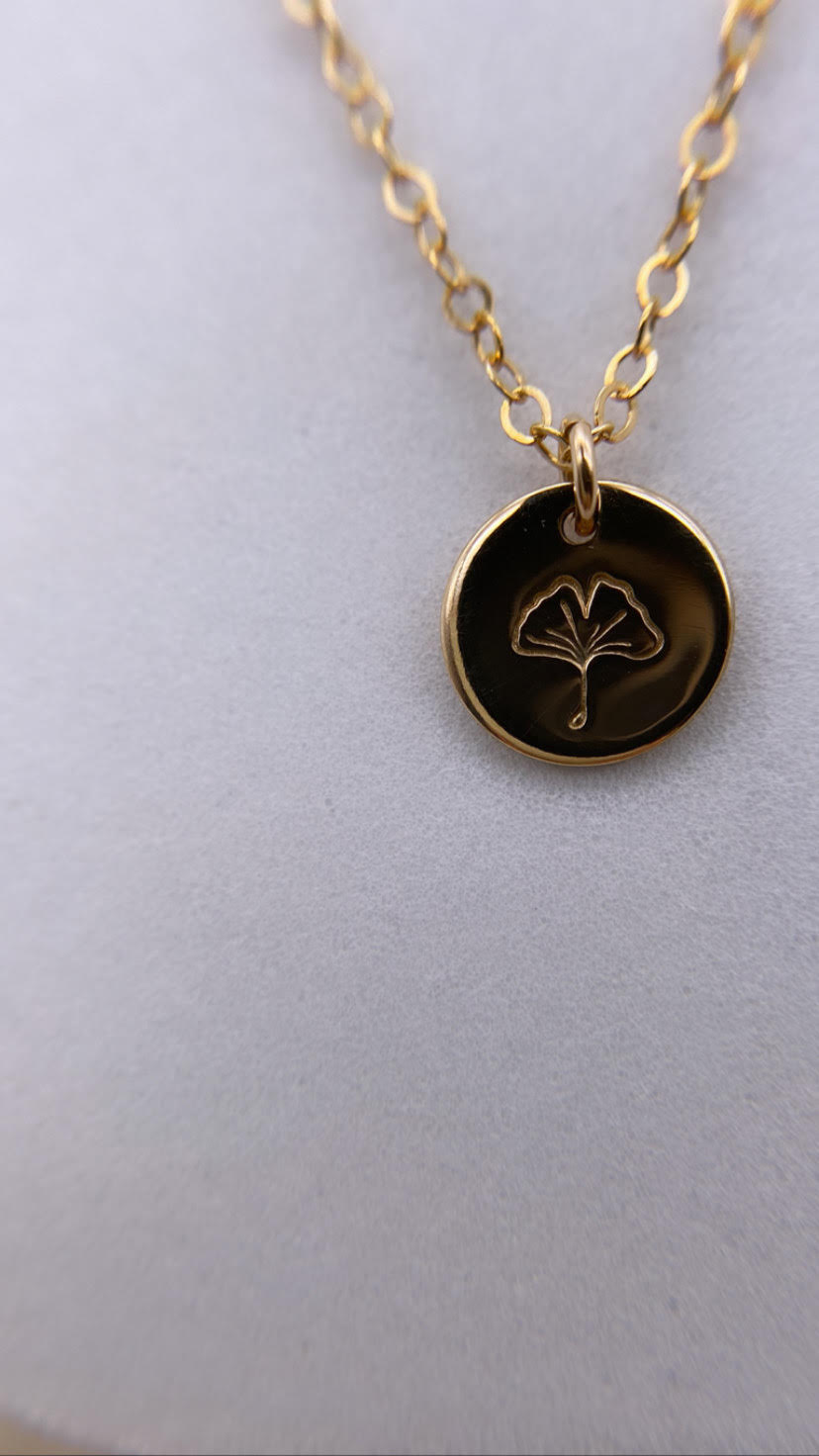 Ginkgo Leaf Charm Necklace - Meaningful Gifts - Gold Filled