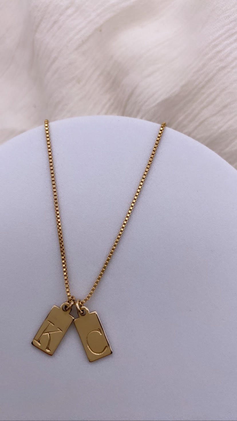 Initial Tag Necklace - Customize Necklace - Gifts for Her - Gold Filled
