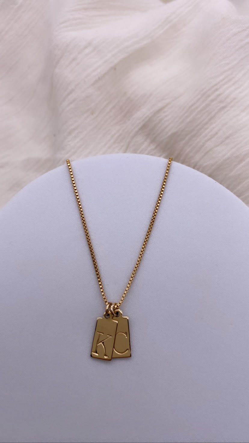 Initial Tag Necklace - Customize Necklace - Gifts for Her - Gold Filled