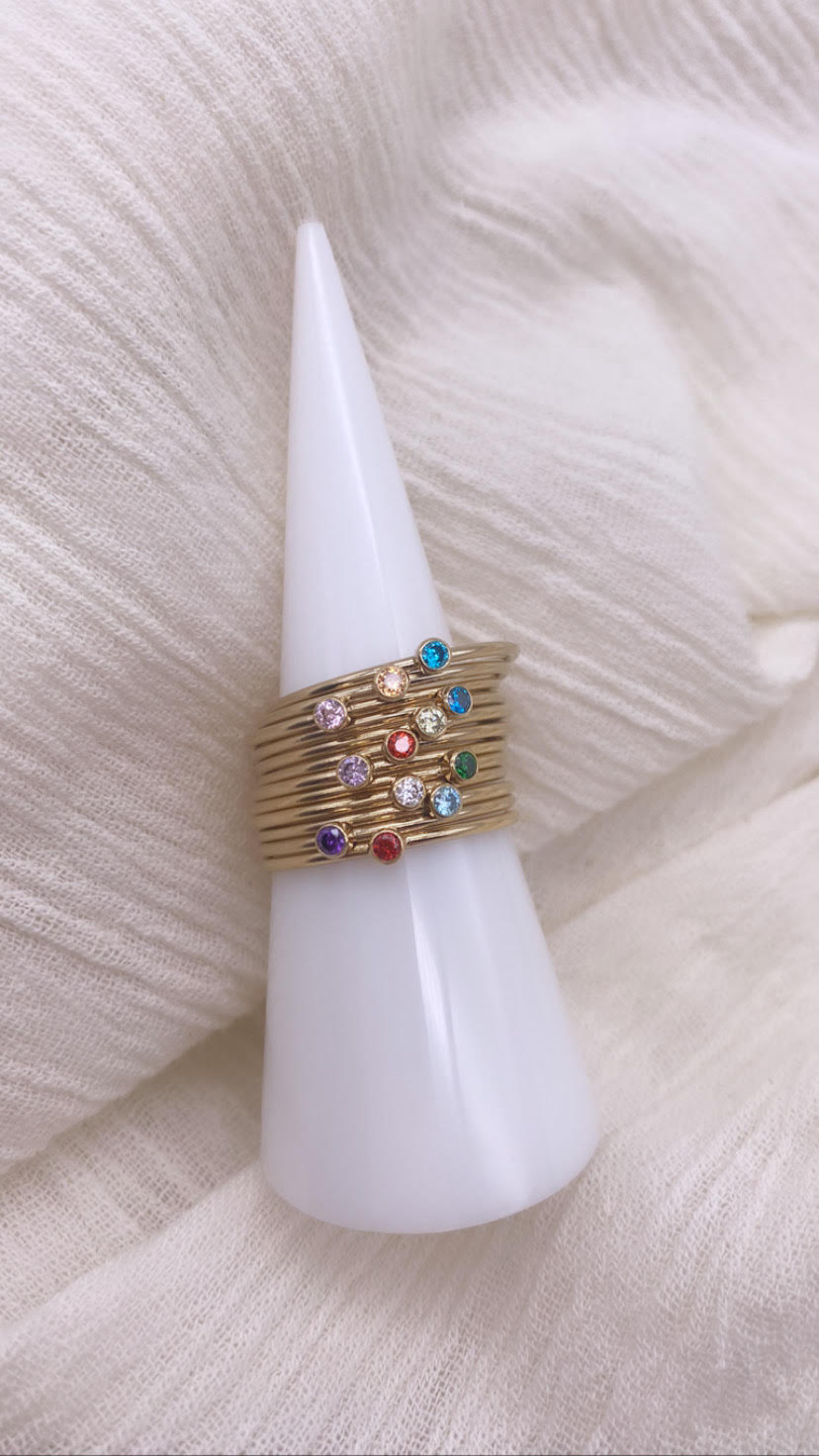 Birthstone Ring - Dainty Stacking Ring