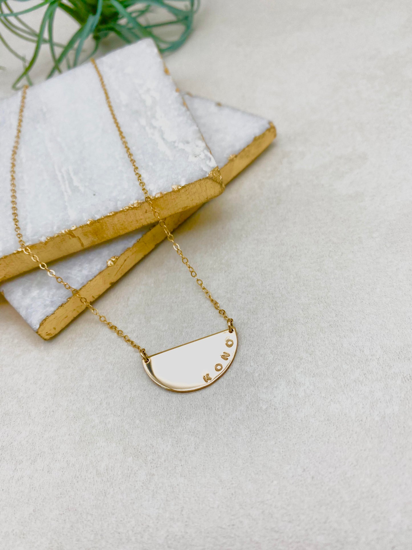 Half Moon Hand Stamped Necklace - Customize