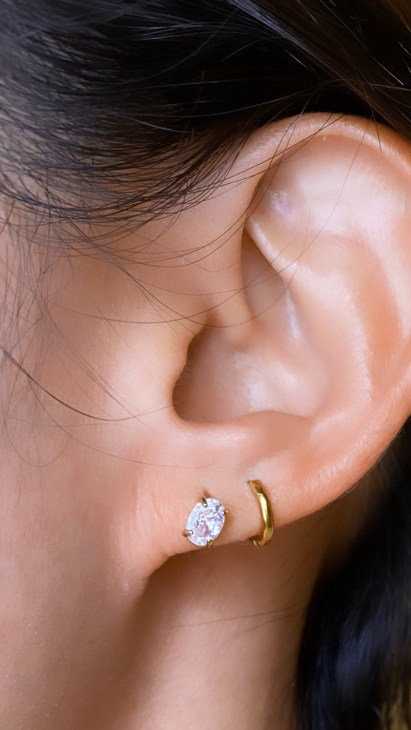 Oval CZ Stud - FLAT BACK