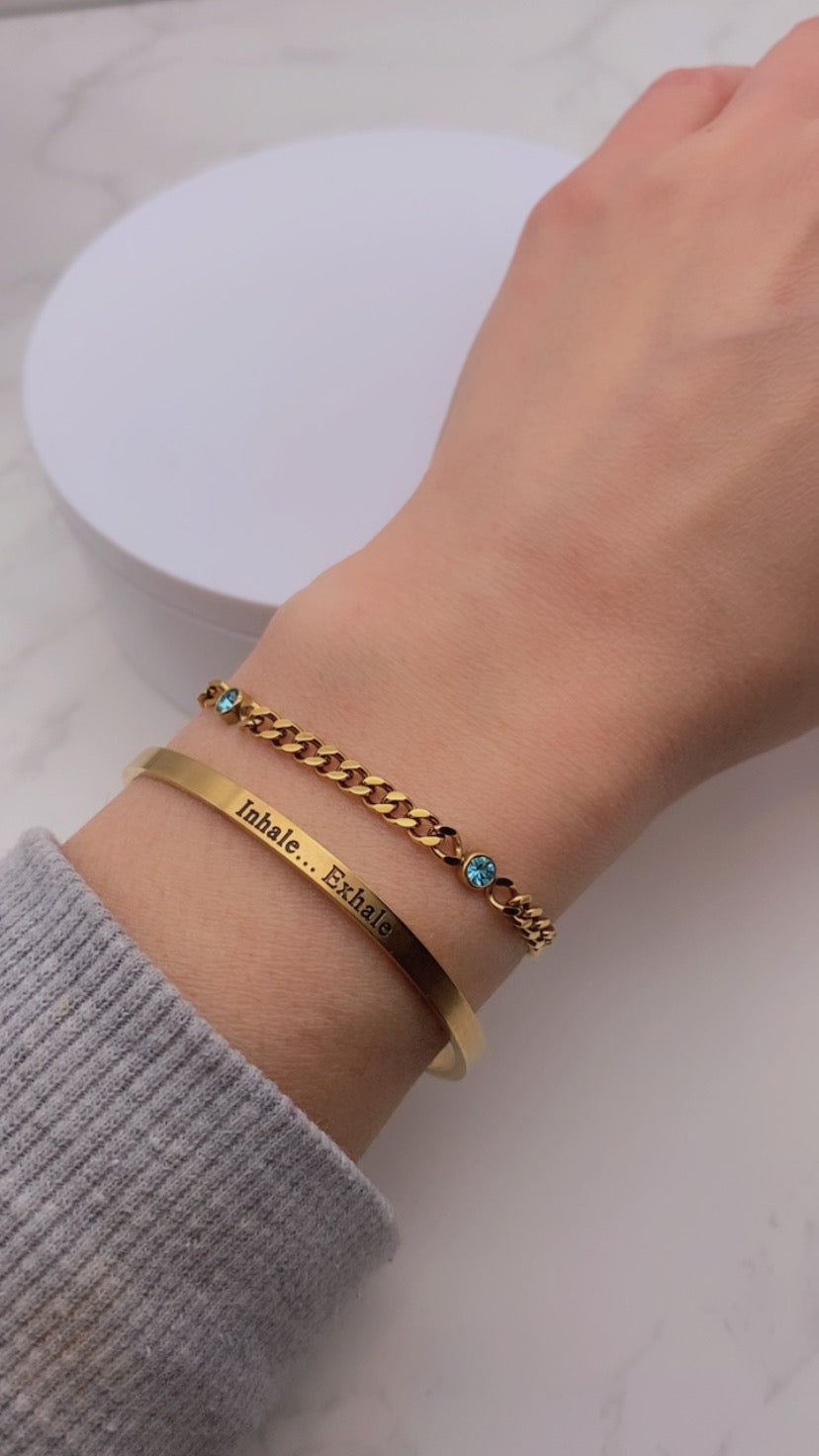 Birthstone Bracelet Curb Chain 18K