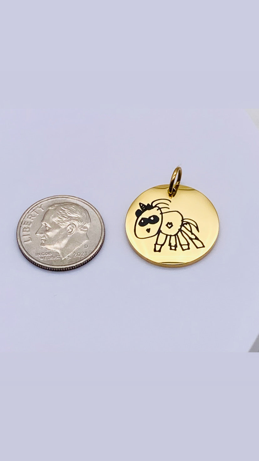 CUSTOM 19MM Circle Charm - NEED TO UPLOAD PHOTO - READ DESCRIPTION TAB - 18K Vacuum Sealed Gold