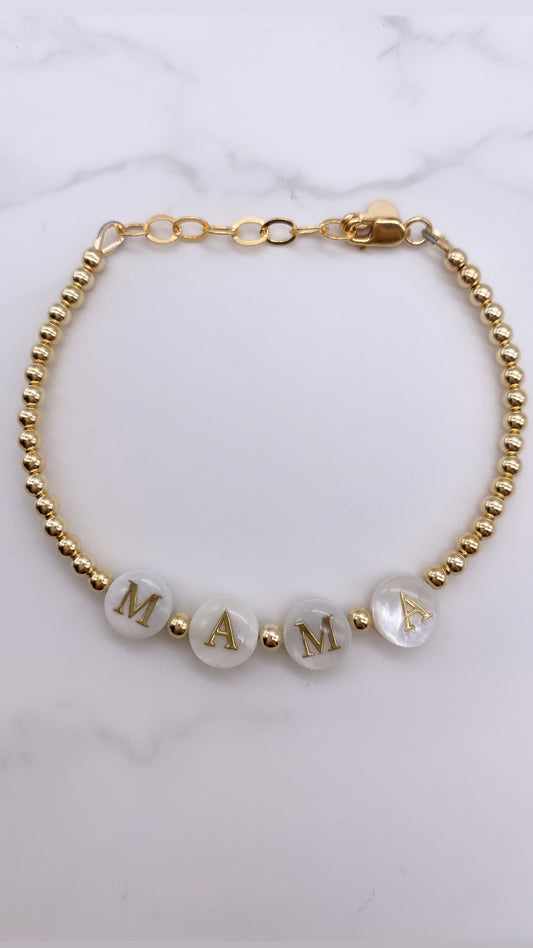 MAMA/NANA Mother of Pearl Bracelet - Gold Filled
