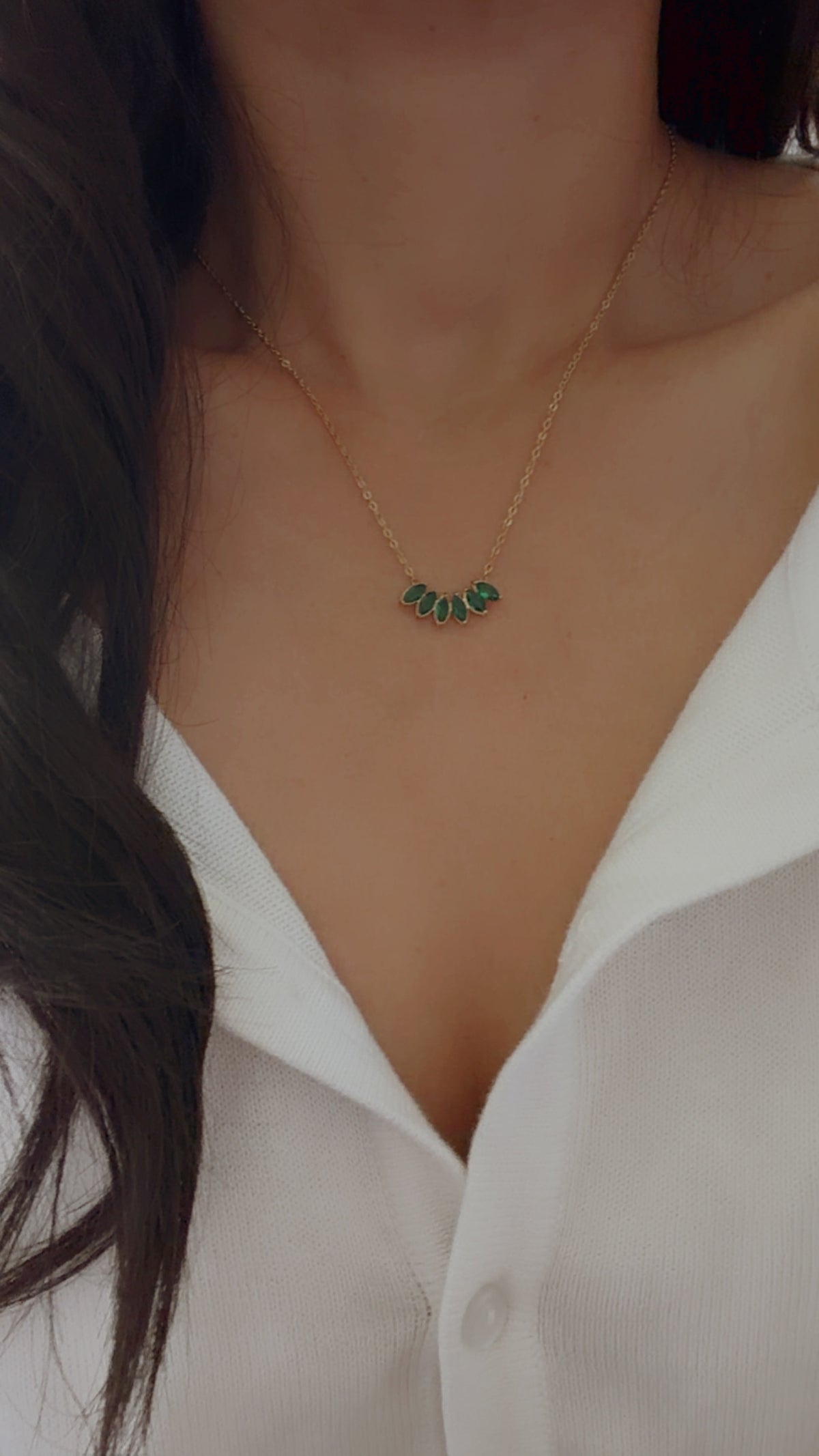 Green Leaf Necklace - 18K