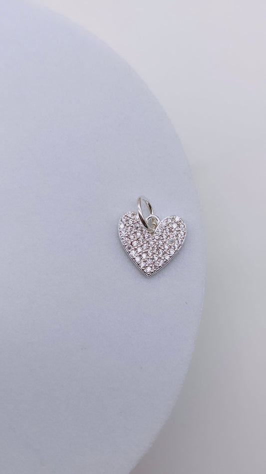 Heart CZ Sterling Silver Charm
