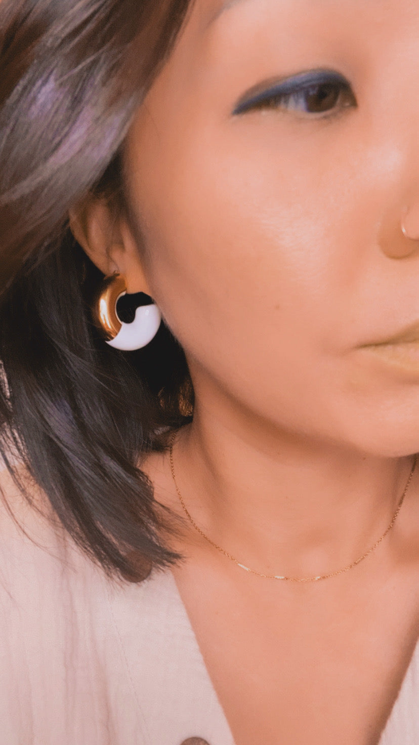 Chunky White and Gold HOOPS