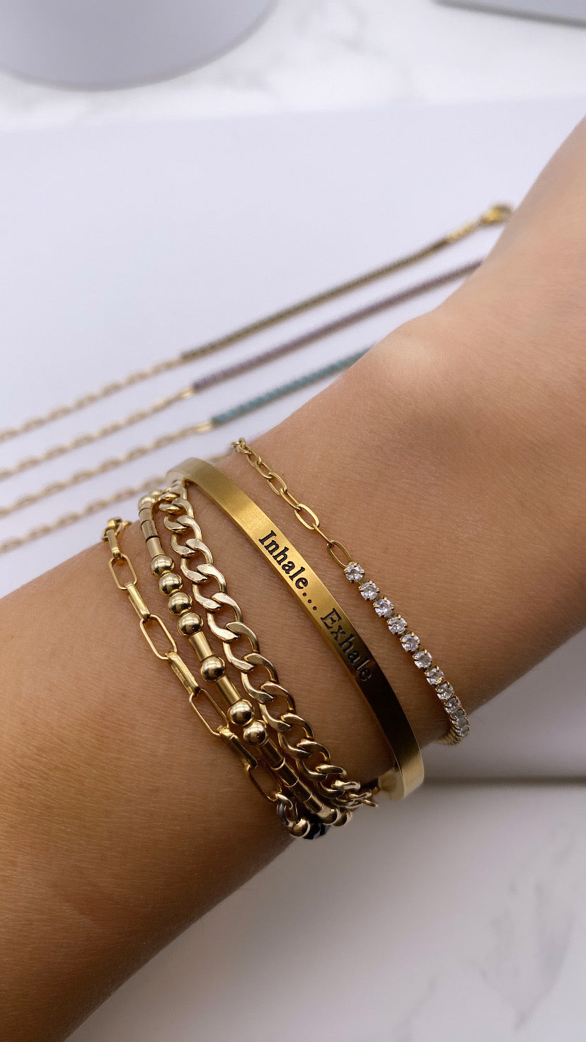 Half Tennis Bracelet + Half Paperclip Bracelet