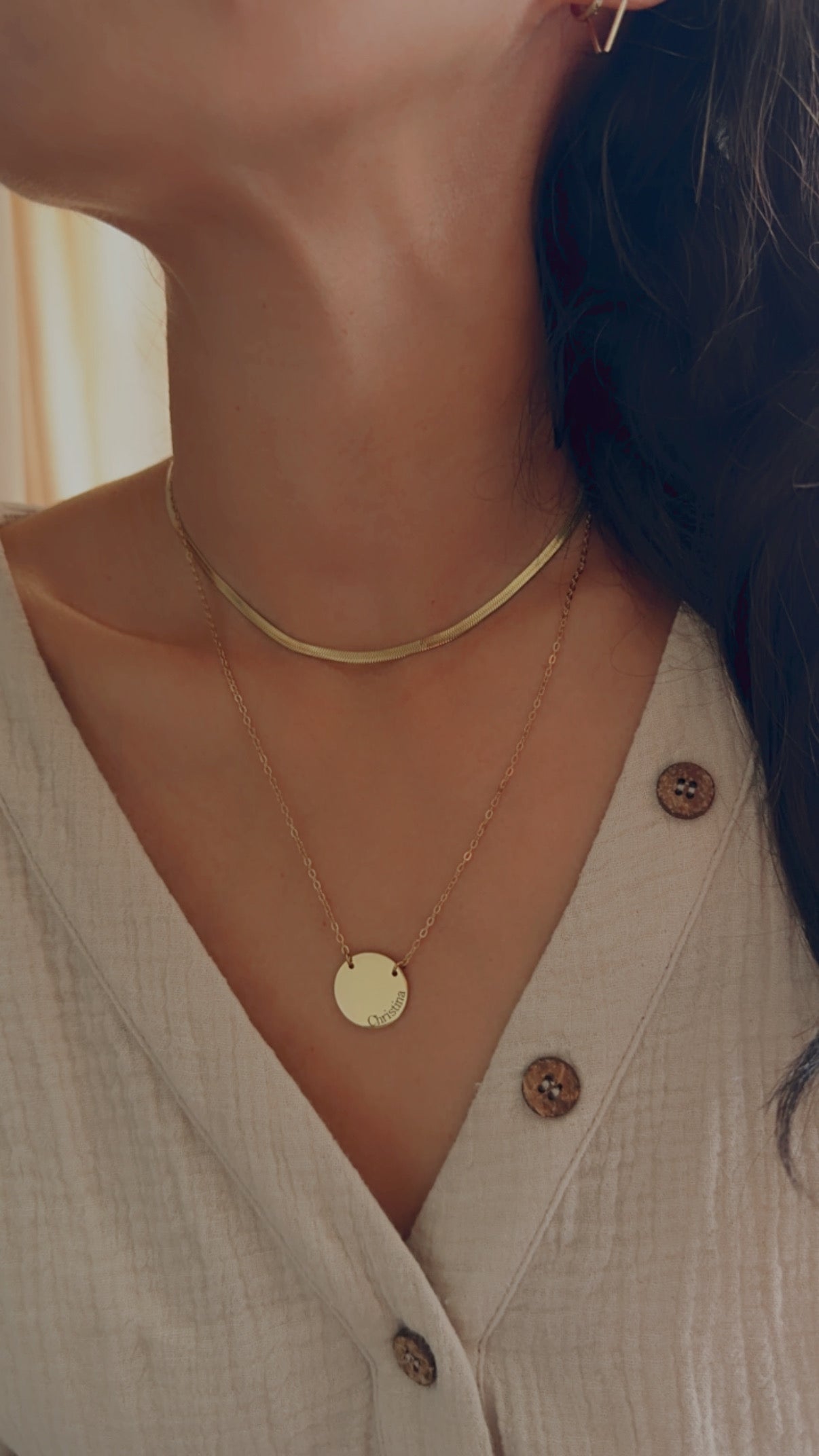Circle Pendant Name Necklace - 18K